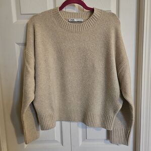 Zara Women's Caramel Crew Neck Sweater